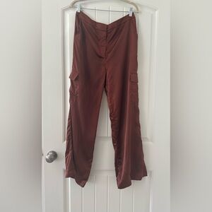 BAILEY/44 Satin Cargo Pants Pockets Bronze Brown Size 12